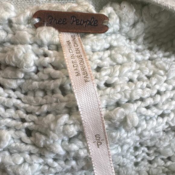 Free People mint green song bird textured oversized boucle sweater size small - Picture 13 of 13